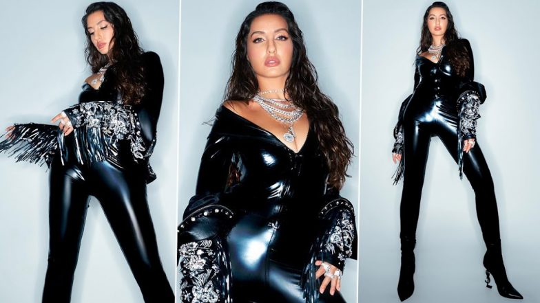 Nora Fatehi Channels Sensational Catwoman Vibes in Black Latex Bodysuit (View Pics)