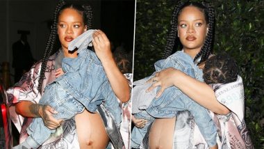 Pregnant Rihanna Shows off Baby Bump at Dinner with Son RZA (View Pic)