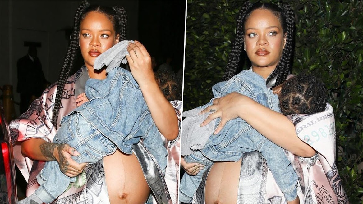 Pregnant Rihanna wows Super Bowl in all-red ensemble