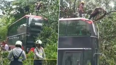 Mumbai Rains: Tree Falls on Newly-Inducted AC Double Decker Bus in Fort Area, None Hurt (Watch Video)