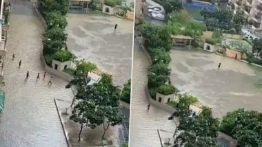 Noida Waterlogging Videos: Incessant Rainfall Floods Roads, Areas Near Housing Societies and Malls, Vehicular Traffic Affected