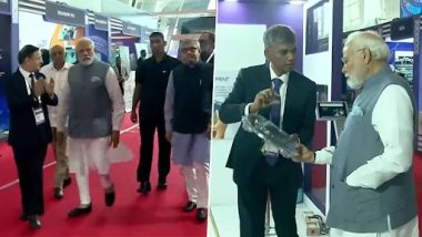 PM Modi at SemiconIndia 2023 Video: Prime Minister Narendra Modi Attends Exhibition on Semiconductors at Mahatma Mandir in Gandhinagar, Visit Various Chip Stalls