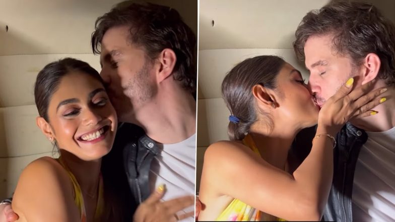 Sreejita De Blushes as She Kisses Husband Michael Blohm Pape in Auto (Watch Video)