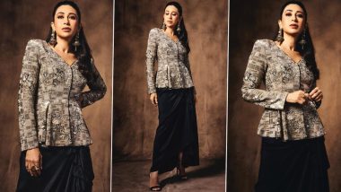 Karisma Kapoor Looks Gorgeous in Bejeweled Tunic Top and Silk Fusion Outfit (View Pics)