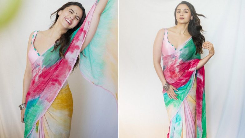 Rocky Aur Rani Kii Prem Kahaani Actress Alia Bhatt Exudes Six Yards of Pure Grace in Multi-Colored Saree (View Pics)