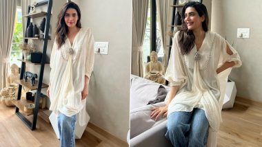 Karishma Tanna Exudes Effortless Charm in White Kaftan Paired With Denim Jeans (View Pics)