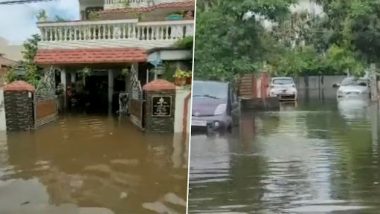 Haryana Home Minister Anil Vij's Residence in Ambala Flooded Following Incessant Rainfall in State (Watch Video)