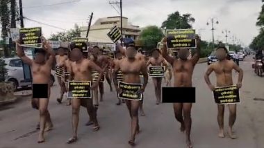 Chhattisgarh Nude Protest Videos: Naked Men Stage Protest in Raipur, Call For Action Against Government Employees With Fake Caste Certificates