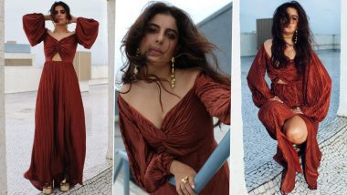 Isha Talwar Exudes Glamour in Sizzling Maroon Cut Out Gown (View Pics)