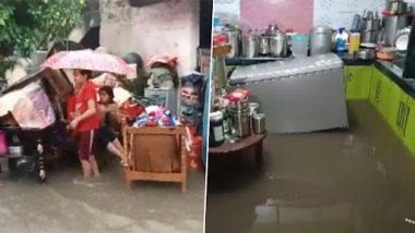 Maharashtra Rains: Severe Waterlogging Witnessed, Houses and Roads Submerged in Yavatmal Due to Incessant Rainfall (Watch Videos)