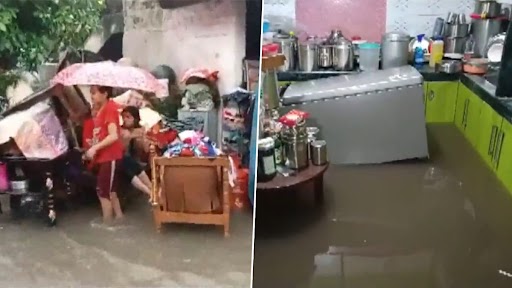 Maharashtra Rains: Severe Waterlogging Witnessed, Houses and Roads Submerged in Yavatmal Due to Incessant Rainfall (Watch Videos)