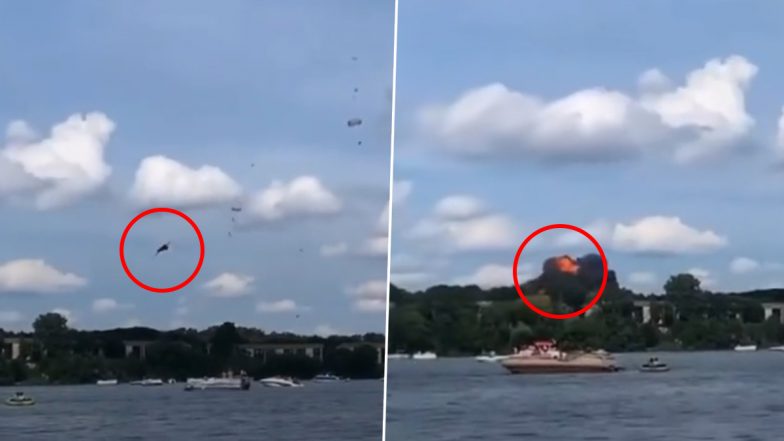 US Plane Crash Video: Fighter Jet MiG-23 Crashes During Michigan Air Show, Pilots Eject Safely