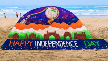 Indian Independence Day 2023 Sand Art: Sudarsan Pattnaik Shares Sand Sculpture Made by His Students on the Occasion of 77th Independence Day (See Pic)