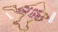 Independence Day 2023 Special: Surat School Students Form Human Chain in Shape of Indian Map as Part of 'Meri Maati, Mera Desh' Campaign (Watch Video)