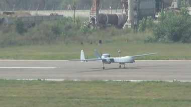 India Inducts New Strike-Capable Heron Mark 2 Drones at Forward Air Base in Northern Sector To Cover Both Adversaries (Watch Video)