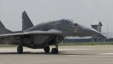 India Deploys MiG-29 Fighter Jets Squadron at Srinagar To Tackle Threats From Pakistan and China Front (Watch Videos)