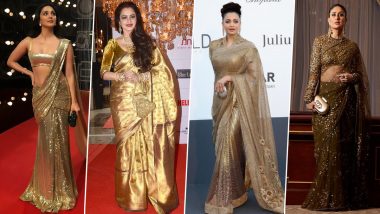 All That Glitters is Gold! Kareena Kapoor Khan, Kiara Advani & Other Beauties Shining in Their Gold Sarees