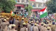 Farmers&rsquo; Protest in UP Video: Scuffle Breaks Out Between Bharatiya Kisan Parishad and Police Personnel in Noida
