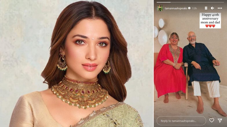 Tamannaah Bhatia Shares Priceless Pictures To Wish Her Parents on Their 40th Wedding Anniversary