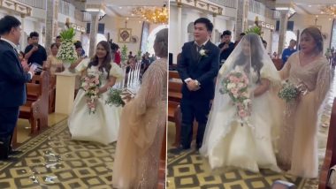 Bride Walks Down the Flooded Aisle Amidst Typhoon Doksuri in Philippines, Video Goes Viral (Watch)