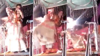 Groom Loses Balance While Trying to Lift Bride at Wedding Ceremony, Both Fall; Funny Video Goes Viral