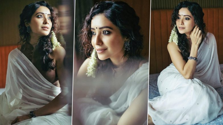 Asha Negi Exudes Elegance in White Cotton Saree Paired With Brown Halterneck Blouse (See Pics)