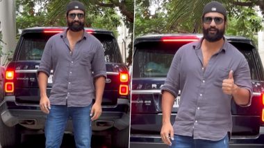 Vicky Kaushal Makes Heads Turn With His New Full Beard Look! Zara Hatke Zara Bachke Actor Looks Handsome in Cap and Casual Fit! (Watch Video)