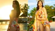 Elli AvrRam Flaunts Her Toned Bod and Legs During Sunset in Beautiful Multi-Coloured Monokini! (View Pics)