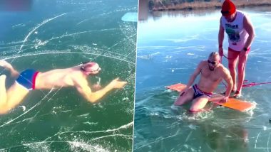 Swimmer Gets Trapped Under Ice in Frozen Lake in Slovakia, Terrifying Clip Goes Viral