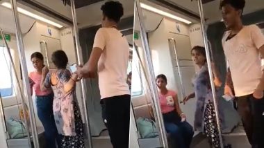 Delhi Metro Fight Video: Heated Argument Breaks Out Between Passengers After a Man Enters the ‘Women Only’ Coach