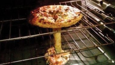 Pizza Resembles a Nuclear Explosion After Its Centre Caves In and Drops to the Bottom of the Oven, Netizens Compare It to a Scene in 'Oppenheimer' (See Pic)