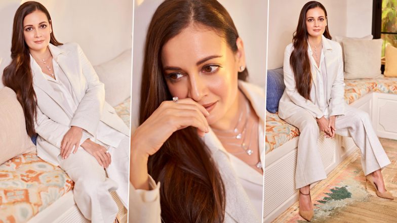 Dia Mirza Looks Vision in White, Actor-Activist Poses in Stylish Pantsuit Set (See Pics)