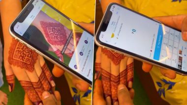 QR Code Mehendi Video: Artist Draws Unique QR Code Mehendi Design on Hand, Scans it to Receive Payment (Watch)