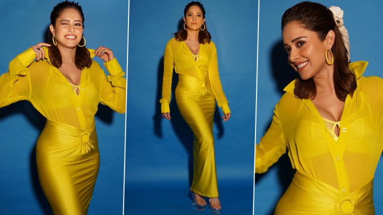 Nushrratt Bharuccha Stuns in Yellow Sheer Shirt With Matching Satin Skirt (See Pics)