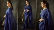 Mira Rajput Exudes Elegance in Blue Saree Paired With Matching Blouse (See Pics)
