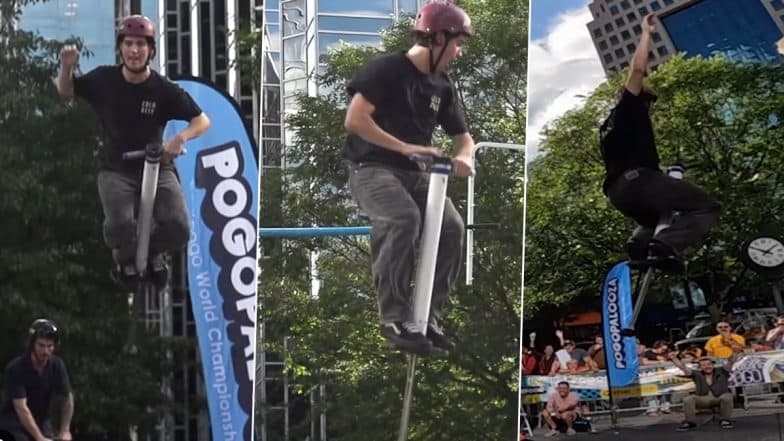 Highest Forward Flip Pogo Stick Jump: Henry Cabelus and Tyler Phillips Hold the Guinness World Record Highest Pogo Jump With a Front Flip Technique at 10 Feet 6 Inches (Watch Video)