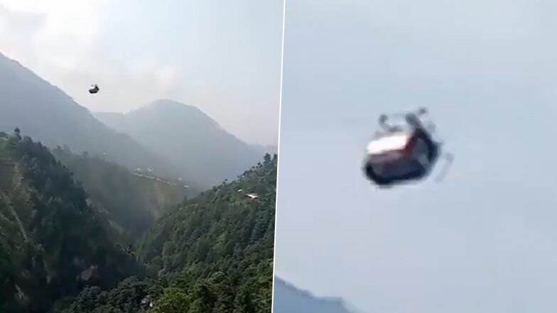 Pakistan Cable Car Accident: Eight Including Six Children Trapped Inside Cable Car Dangling 900 Feet in Air in Battagram, Army Chopper Called In for Rescue Operation (Watch Videos)