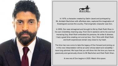 Don 3: Farhan Akhtar Expresses Gratitude to Amitabh Bachchan and Shah Rukh Khan As His 'New Era of Don' Edges Closer to Beginning (View Post)