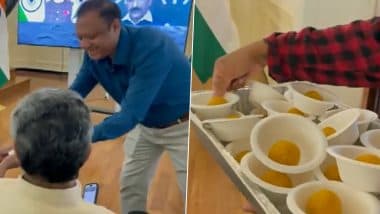 Chandrayaan 3 Lands on Moon: ISRO's Success Celebrated With Sweets At Indian Embassy In Washington DC (Watch Video)