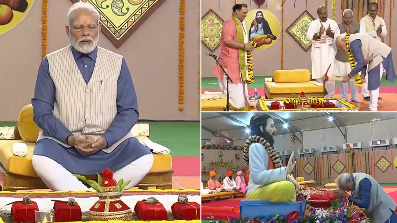 PM Modi in Madhya Pradesh: Narendra Modi Performs 'Bhoomi Poojan' at Sant Shiromani Gurudev Shri Ravidas Memorial Sthal in Sagar (Watch Video)