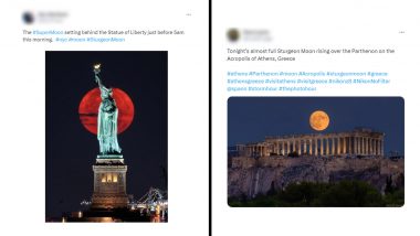 Sturgeon Supermoon 2023 Pics and Videos: Netizens Share Mesmerising Visuals of August Full Moon