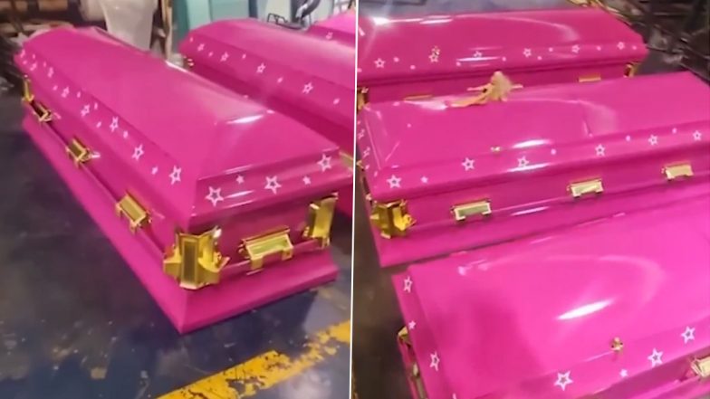 Rest Like Barbie! Funeral Home Introduces Hot Pink Coffins To Add to the Barbiecore Trend, Video Goes Viral (Watch)