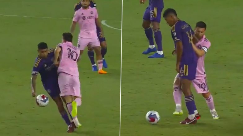 Lionel Messi Gets Angry at Wilder Cartagena, Pushes Opposition’s Midfielder During Inter Miami vs Orlando City Leagues Cup 2023 Match (Watch Video)