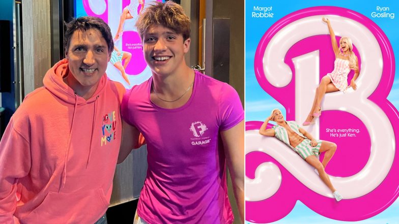 Canada PM Justin Trudeau Twins in Pink With Son Xavier To Watch Barbie Movie, Pic Goes Viral