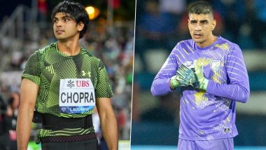 Neeraj Chopra Engages in a Funny Banter With Indian Football Team Goalkeeper Gurpreet Singh Sandhu Ahead of World Athletics Championships 2023 Javelin Throw Event