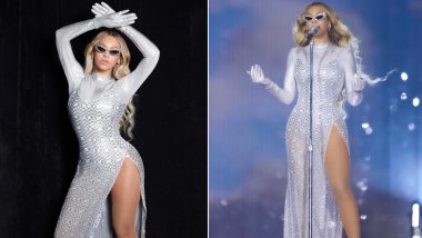 Beyonce Dazzles in a Body-Hugging Silver Gown, Shares Pics of Her Latest Look From Renaissance World Tour