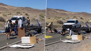 'I'm Gonna Take All of You Out': Nevada Rangers Ram Through Climate Protest Blockade, Smash Activists on Ground by Arresting Them at Gun Point (Watch Video)