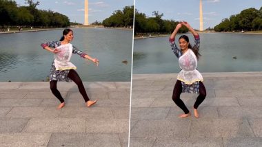 Bharatnatyam Dance Viral Video: Woman Dances to the Beats of Classical Song Infront of Washington Monument in US (Watch)