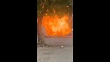 IGL Pipeline Fire Video: Blaze Erupts in Indraprastha Gas Limited Pipeline in Greater Noida