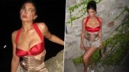 Kylie Jenner Flaunts Her Curves in a Red Satin Bra Paired With a Shiny Beige Corset (See Pics)